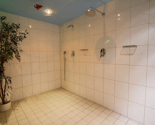 Rundgang, Tour, Dusche im Eingangsbereich